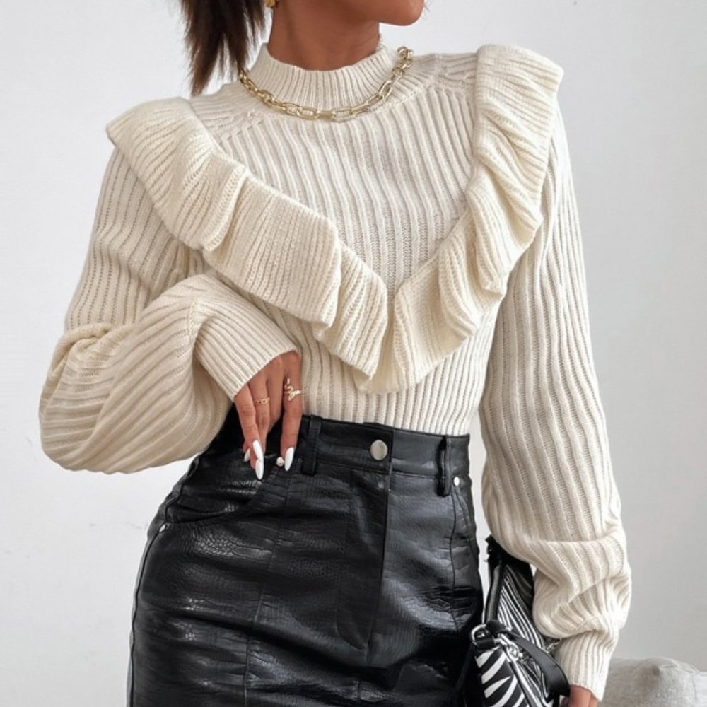 Contemporary Ruffle Trim Sweater Top - Picture 4 of 8